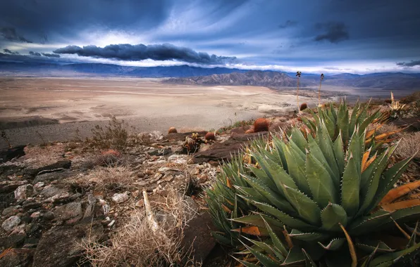 Пустыня, буря, Anza-Borrego, сухое озеро, горная цепь, южная Калифорния