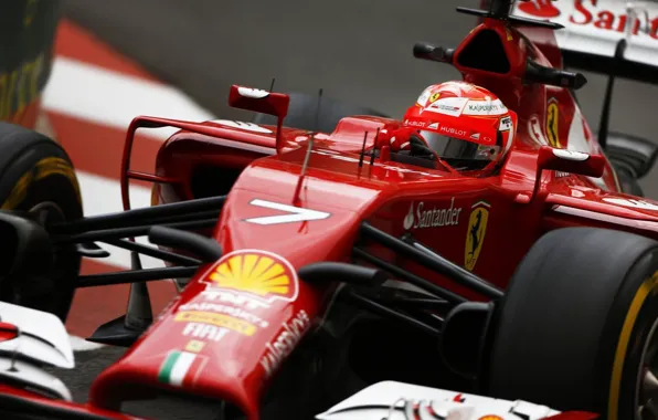 Картинка ferrari, formula 1, поребрик, kimi raikkonen, raikkonen, kimi, f14t