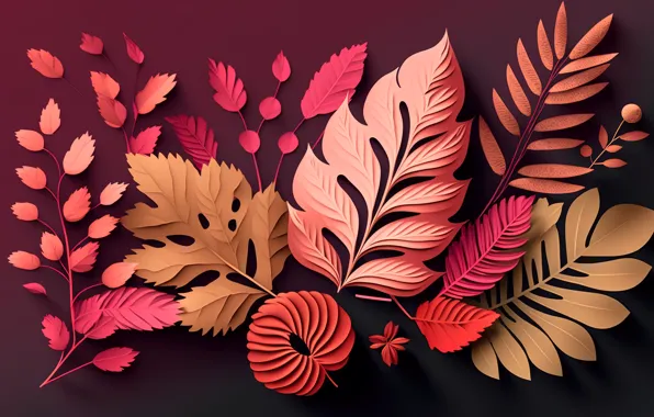 Картинка листья, фон, colorful, red, натюрморт, background, autumn, leaves