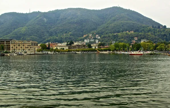 Картинка вода, горы, природа, город, озеро, фото, Италия, COMO
