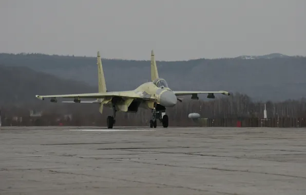 Картинка истребитель, Су-35, испытания, подготовка, к взлету