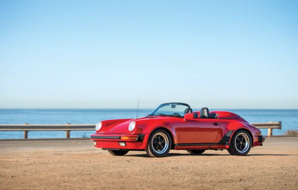 Car, 911, Porsche, red, cabrio, Speedster, 1989
