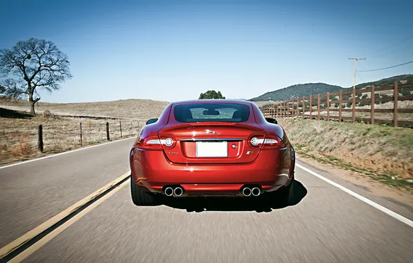 Картинка Jaguar, XKR, Red, Road, Motion, 2013 Coupe