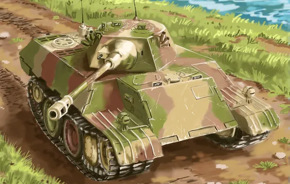 Картинка арт, леопард, танк, leopard, немецкий, VK 1602, экспериментальный, разведывательный