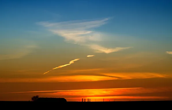 Небо, пейзаж, закат