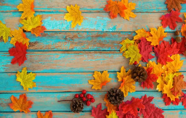 Картинка осень, листья, фон, дерево, colorful, vintage, wood, background