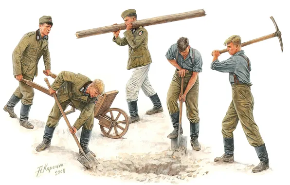 Картинка рисунок, художник, солдаты, Вторая мировая война, немецкие, Андрей Каращук