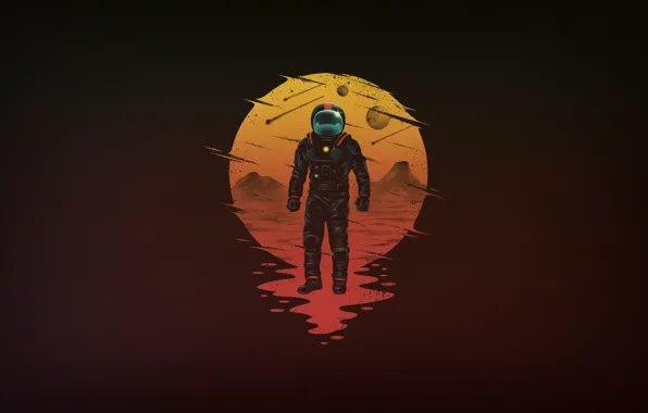 Минимализм, Скафандр, Космонавт, Арт, Space, Art, Astronaut, by Vincenttrinidad
