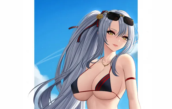 Girl, sexy, cleavage, long hair, boobs, anime, beautiful, pretty