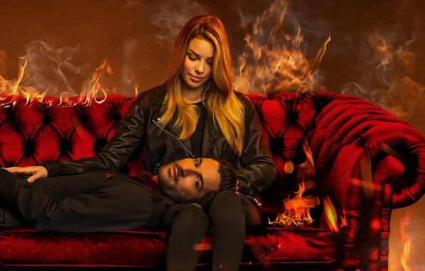 Взгляд, диван, дьявол, детектив, Lucifer, Tom Ellis, Люцифер, Lauren German