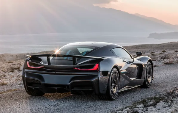 Суперкар, вид сзади, 2018, Rimac, электрокар, C-Two