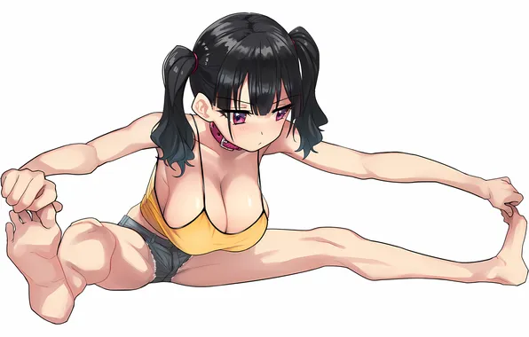 Girl, sexy, cleavage, shorts, blouse, legs, boobs, anime