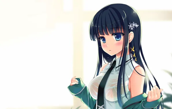 Girl, sexy, long hair, boobs, anime, beautiful, pretty, brunette