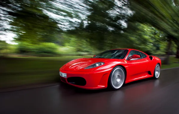 Картинка дорога, дождь, скорость, F430, Ferrari