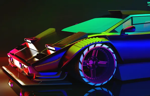 Авто, Lamborghini, Неон, Машина, Хамелеон, Car, Art, Neon