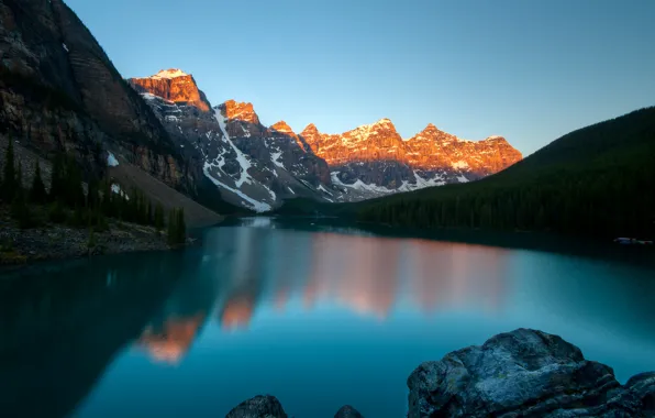 Свет, горы, озеро, утро, Канада, Banff National Park, Canada, национальный парк