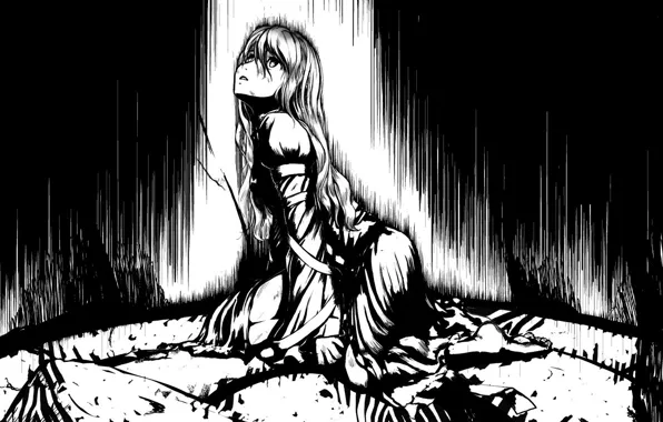 Картинка взгляд, девушка, свет, аниме