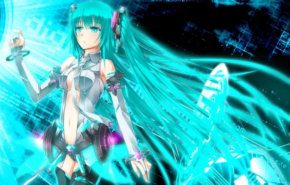 Картинка девушка, арт, галстук, vocaloid, вокалоид, miku append, swordsouls