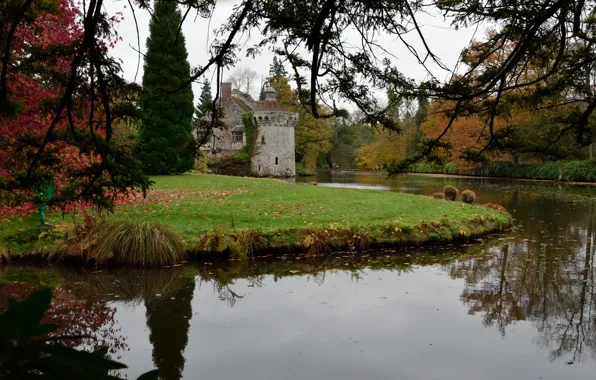 Картинка осень, озеро, парк, Англия, colors, Великобритания, park, autumn