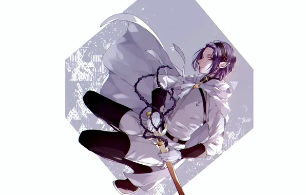 Взгляд, меч, вампир, парень, плащ, Owari no Seraph, Последний серафим