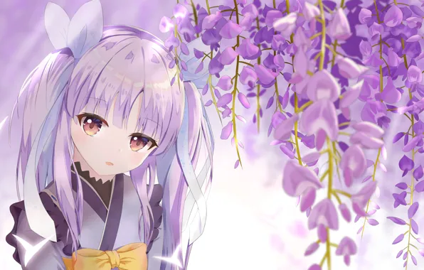 Девушка, цветы, глициния, Princess Connect!, Kyouka Hikawa