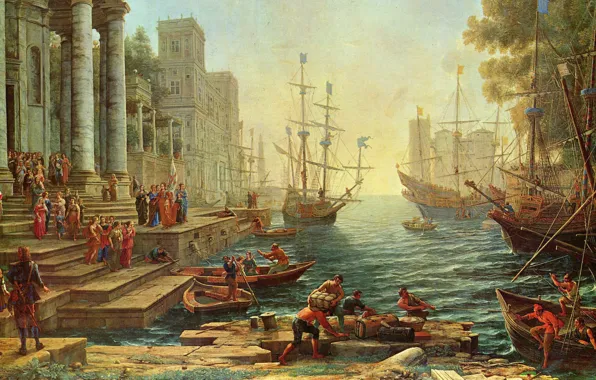 Картина, живопись, painting, Claude Lorrain, 1641, Seaport with the Embarkation of St.Ursula