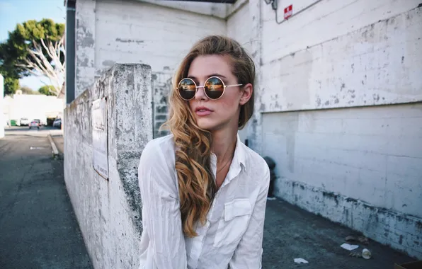 Девушка, очки, рубашка