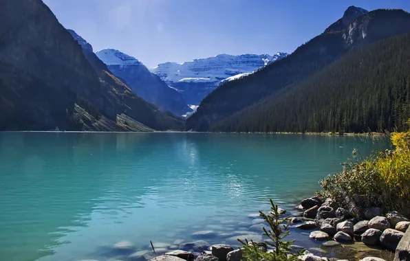 Лес, горы, природа, озеро, Канада