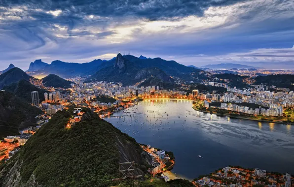 Картинка город, бухта, Бразилия, Рио-де-Жанейро, гуанабара