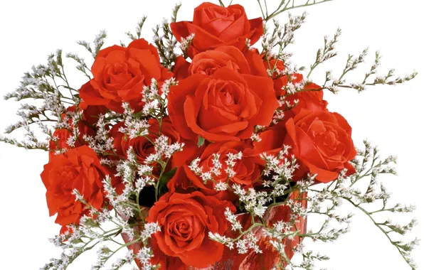 Картинка розы, букет, красные, Всех, женщин, днём, наступающим, марта!