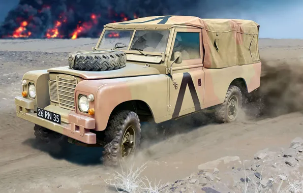 Картинка рисунок, арт, Великобритания, Land Rover, лёгкий английский бронеавтомобиль