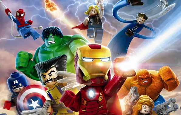 Игрушки, Существо, Лего, Росомаха, IRON MAN, Железный человек, Wolverine, Капитан Америка
