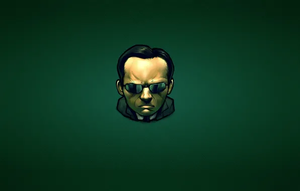 Картинка зеленый, темный, минимализм, матрица, Hugo Weaving, Агент Смит, The Matrix