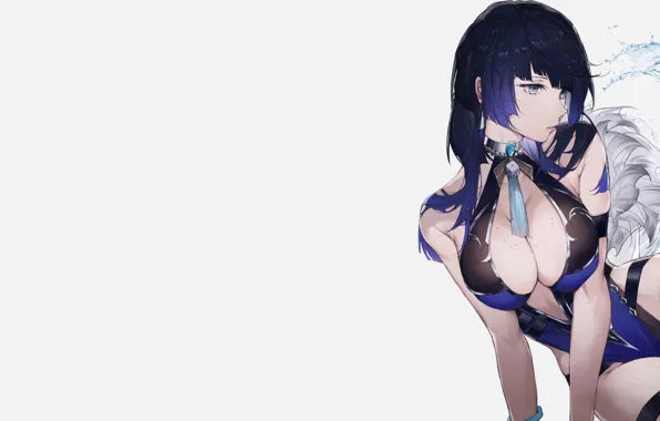 Girl, sexy, blue, anime, pretty, babe, anime girl, genshin impact