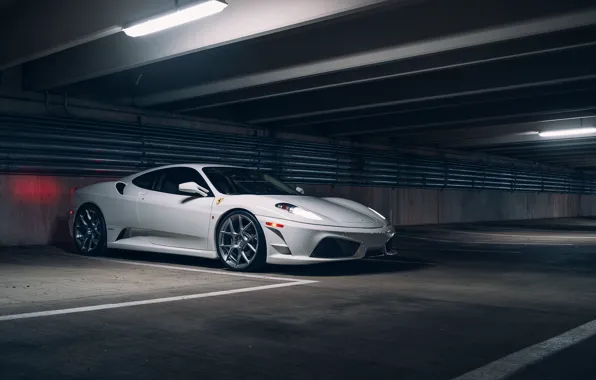 F430, Ferrari, Lights, White, Parking