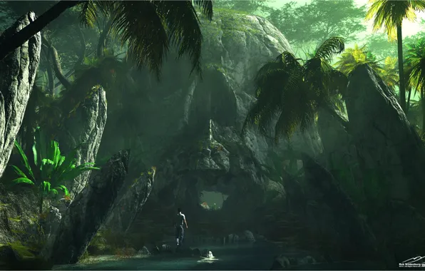 Камни, человек, сооружение, джунгли, Skull Island