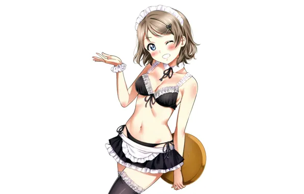Girl, sexy, lingerie, bra, cleavage, panties, thighhighs, brown hair