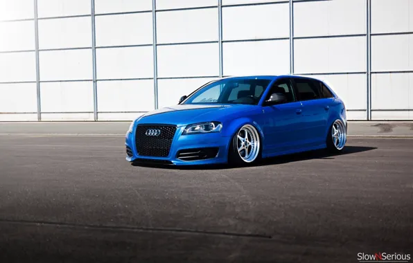 Ауди, audi, wheels, blue, tuning, front, face, low