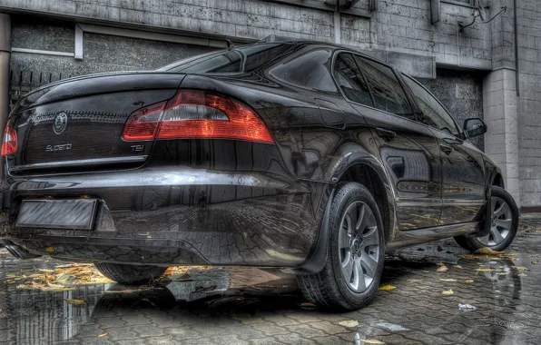 Отражение, HDR, Авто, Skoda, Superb