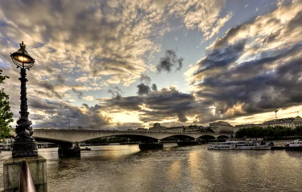 Картинка закат, Англия, Лондон, sunset, London, England, Thames, River