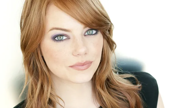 Портрет, макияж, актриса, прическа, белый фон, красотка, рыжеволосая, Emma Stone
