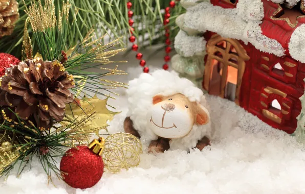 Украшения, Новый Год, овечка, New Year, sheep, decoration, Happy, 2015