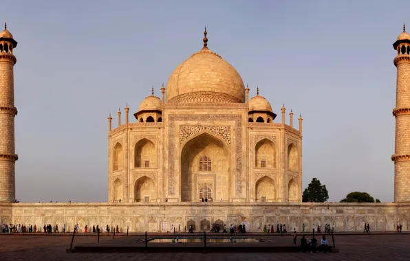 Картинка Индия, Тадж-Махал, памятник, мрамор, архитектура, Агра, Taj Mahal, Джамна