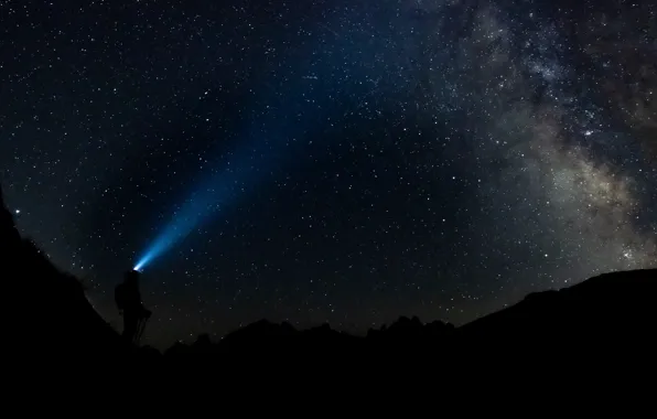 Nature, Sky, Stars, Night, Milky Way, Flashlight, Fran Couto