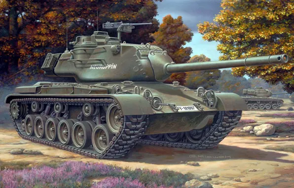 Картинка танк, США, Франции, Средний танк, рисунке, Бранденбурге, Италии, Калибр пушки 90-мм
