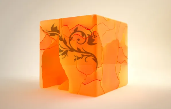 Картинка кубик, оранж, крошеный, Cubic