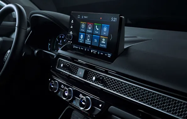 Интерьер, дисплей, панель приборов, Honda Civic, салон автомобиля