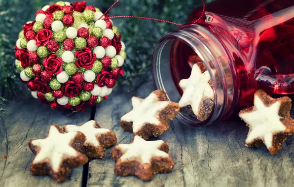 Шар, печенье, Рождество, Новый год, украшение, Christmas, выпечка, сладкое