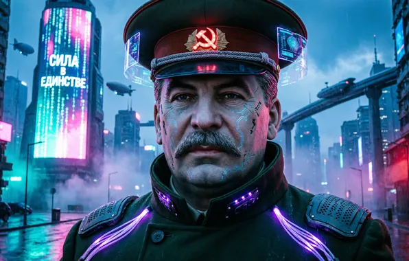 Stalin, ai art, cyberpunk, Joseph Stalin