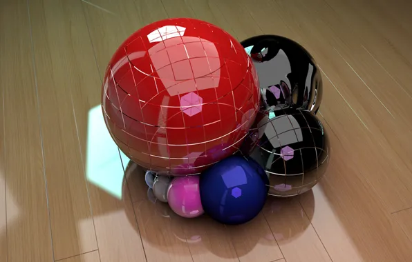 Balls, floor, multicolored